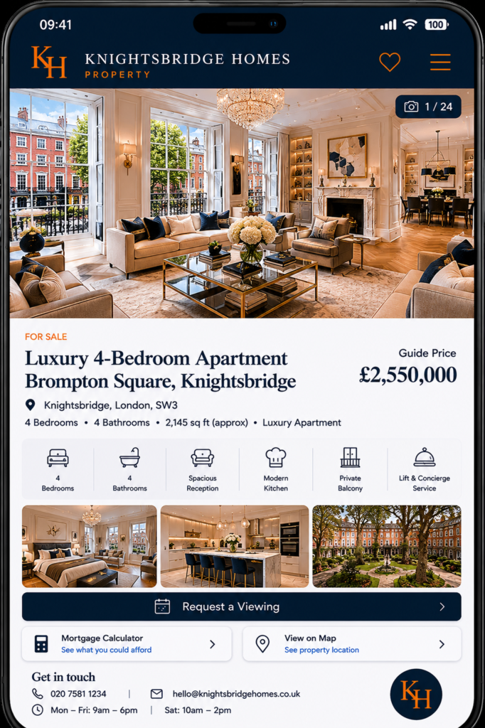 Knightsbridge apartments for sale Brompton Square