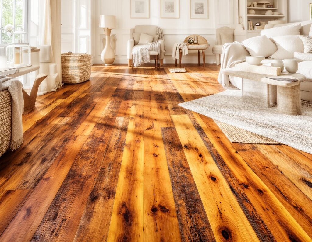 reclaimed wood flooring living room