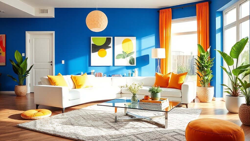 cobalt and citrus accents