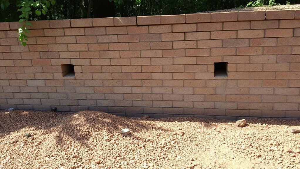 drainage gravel and weep holes