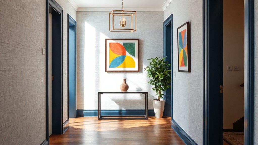 gallery wall with textured accents