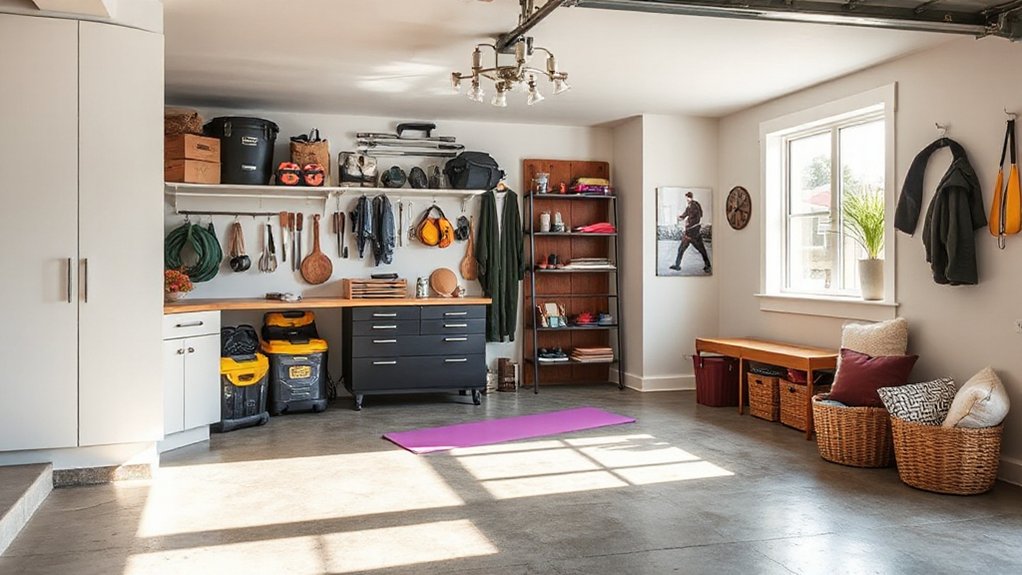 organized garage storage zones