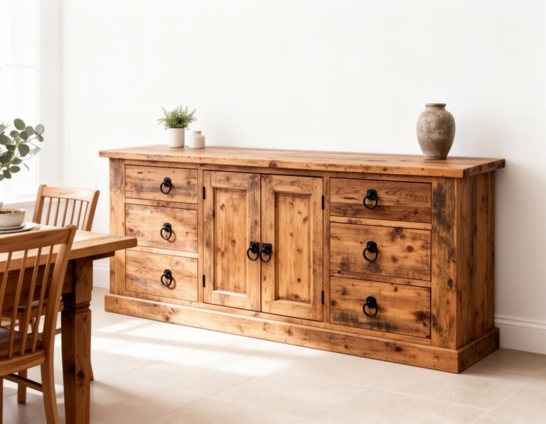 rustic farmhouse reclaimed wood sideboard