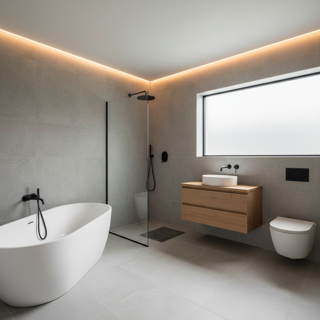 Underfloor heating in a modern bathroom