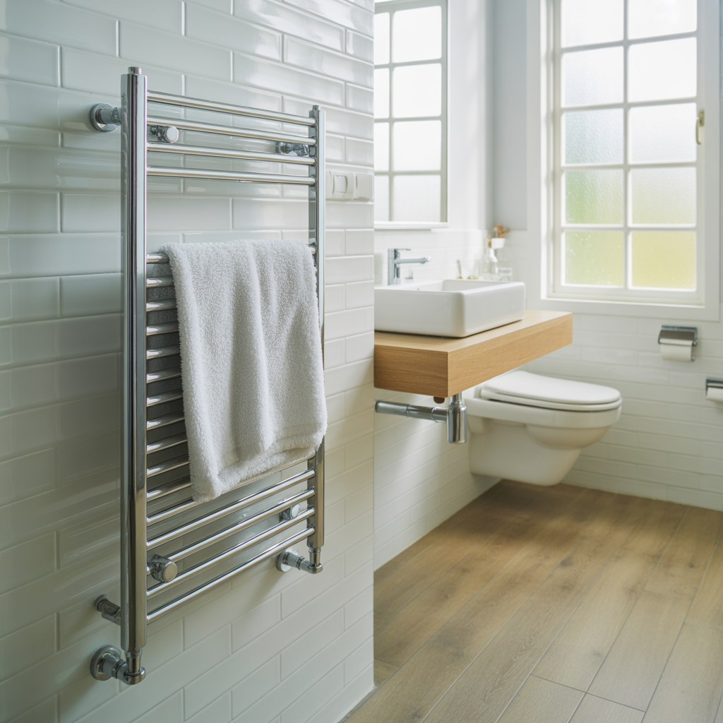 towel radiator in bathroom