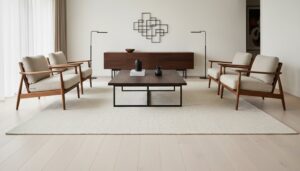 harmonious contrasting wood tones
